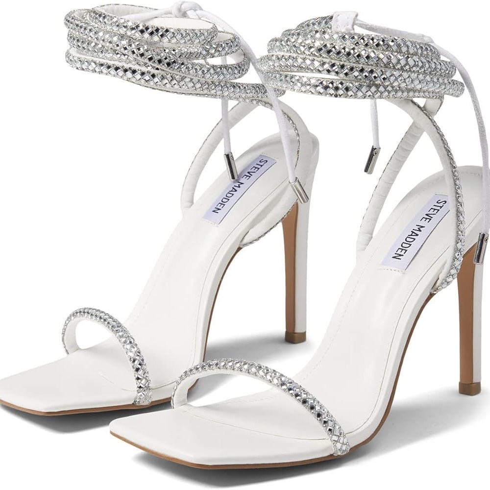 Steve Madden | uplift sandal | white + diamond | size 8